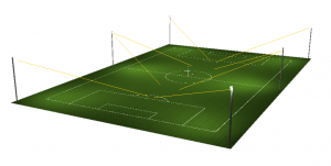 voetbalveld 6 masten 3d - Lichtstralen led sportveldverlichting